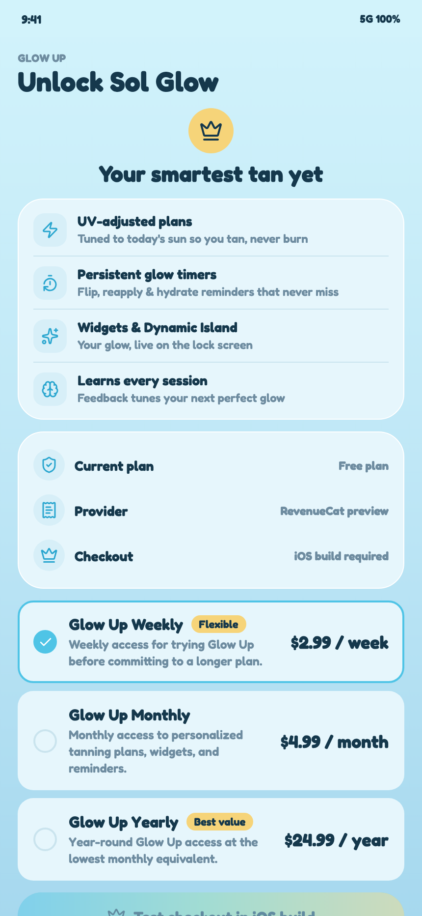 Sun profile setup